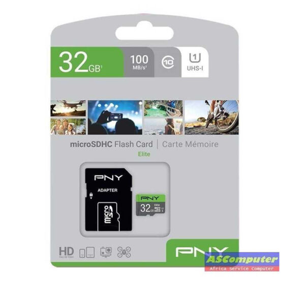 CARTE MÉMOIRE MICRO-SD PNY 32Go ELITE CLASS 10-100MB/S