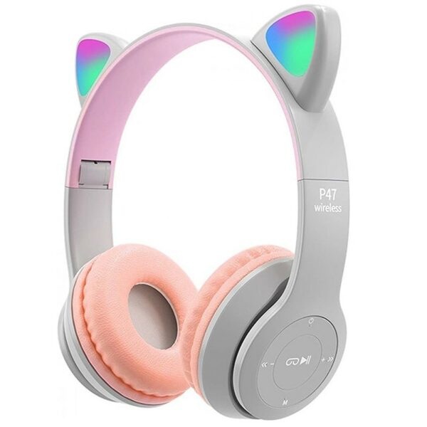 CASQUE BLUETOOTH P47M CAT GRIS (RGB 7 COULEURS)