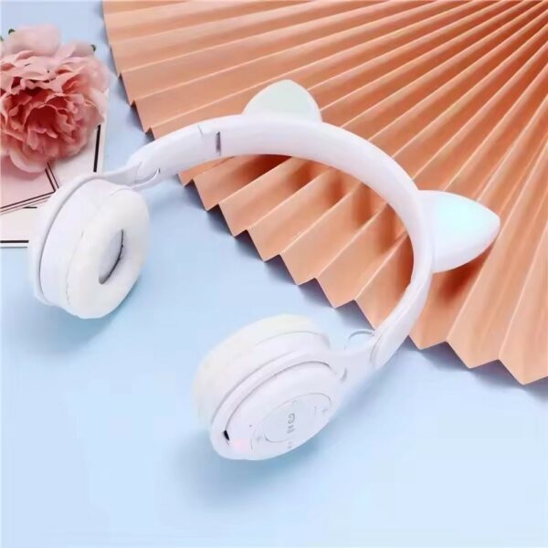 Casque sans fil LED chat Y08/ lumière mignon-Blanc