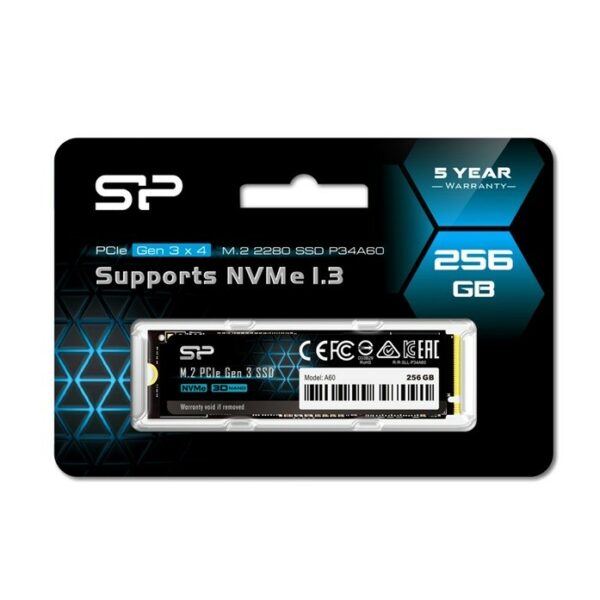 DISQUE DUR SSD SILICON POWER 256GB A60 PCIe M.2 2280 Gen3 x 4