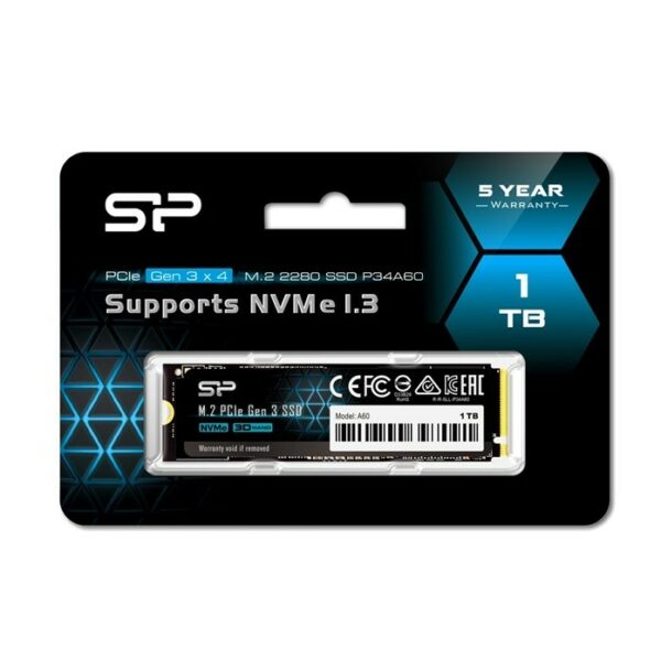 DISQUE DUR SSD SILICON POWER 1TB A60 PCIe M.2 2280 Gen3 x 4