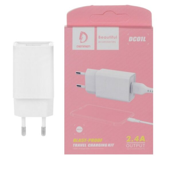 CHARGEUR DENMEN DC01L 2,4A AVEC CÂBLE LIGHTNING