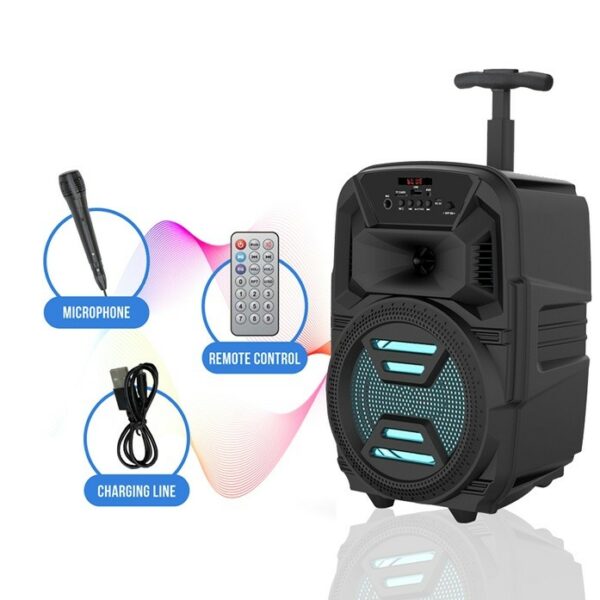 Haut-parleur Bluetooth sans fil portable rechargeable ZQS-6111 6,5 pouces avec poignée de chariot MICRO