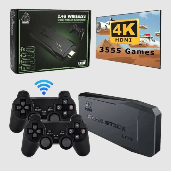 Console de jeu vidéo M8 Stick Lite, 2 manette sans fil, 64 Go, 4K, 10000 jeux