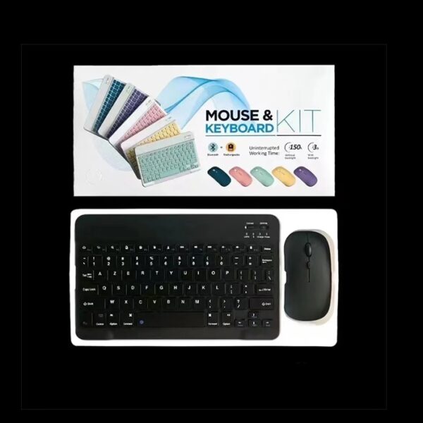 Ensemble clavier et souris Bluetooth Noir pour iPad, clavier et souris sans fil rechargeables rétroéclairés 7 couleurs, compatibles avec iPad 9e/8e génération, iPad Pro/Air/Mini et iPadOS 13 et versions ultérieures