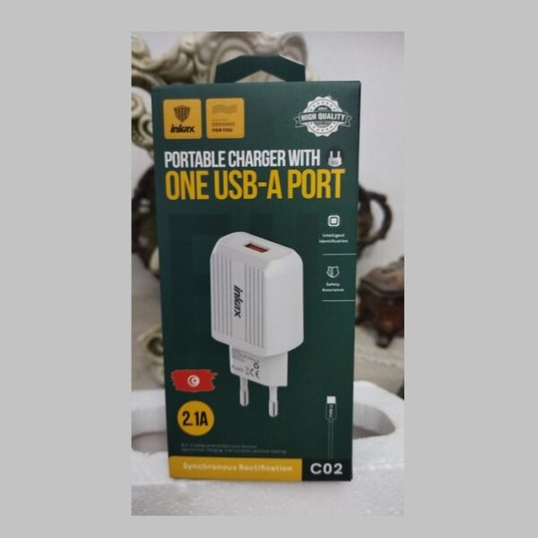 CHARGEUR INKAX C02 / 2.1A AVEC CABLE TYPE C