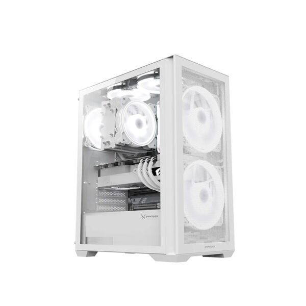 BOITIER GAMER FPMAX AIRPOWER G5 H803 BLANC 2X16cm RGB FAN(SANS ALIMENTATION)