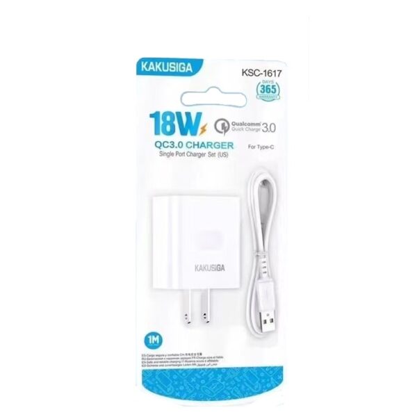 CHARGEUR KAKUSIGA KSC-1617 QC3.0/18W AVEC CÂBLE TYPE C