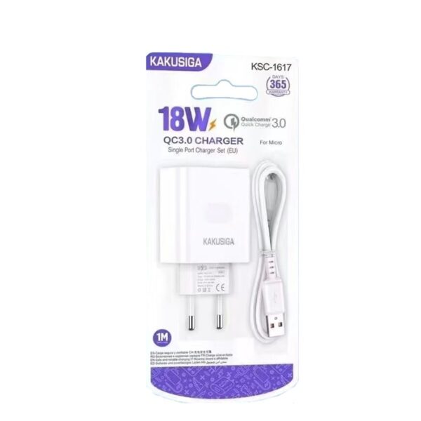 CHARGEUR KAKUSIGA KSC-1617 QC3.0/18W AVEC CÂBLE MICRO USB